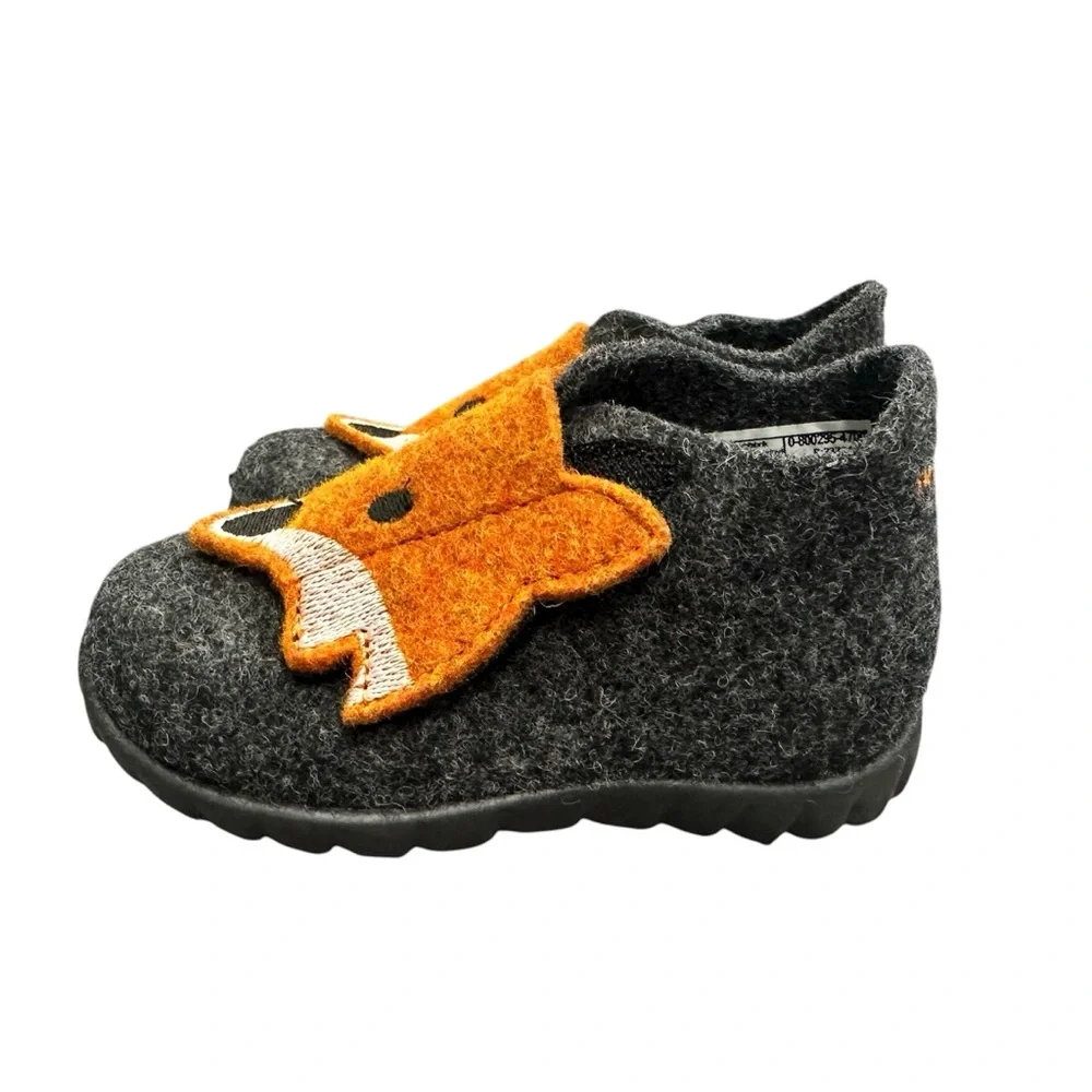 Superfit‎ Happy Fox Dark Grey Felt Slippers Velcro Size EU 19 US 6-12 months